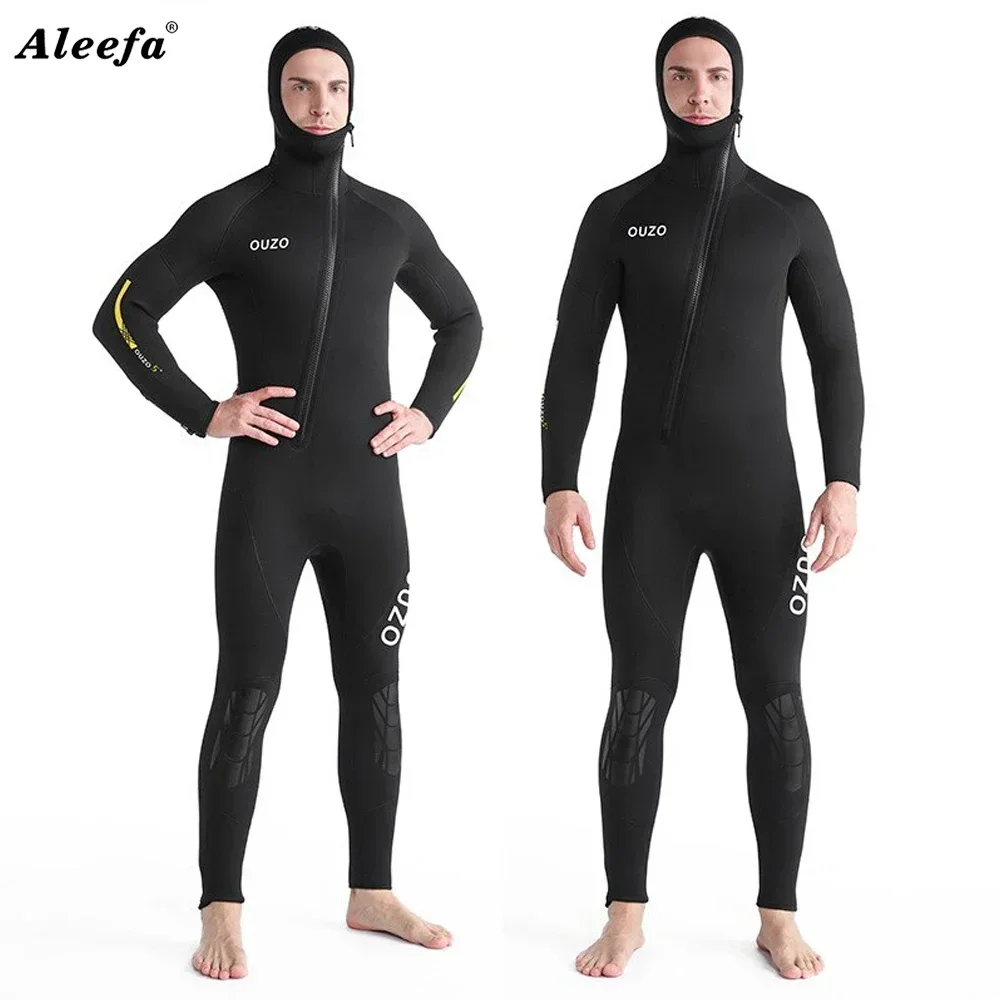 Men Women 5mm Wetsuit Neoprene Hooded Diving Suit One-Piece Full Body Wet  Long Sleeve Cuff With Zipper