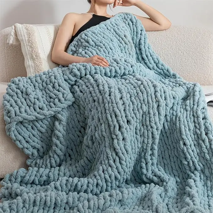Free Sample and Package 2026 Newest Arrived Factory  Blanket OEM ODM Factory Chunky Knitted Weighted Blanket for USA Market