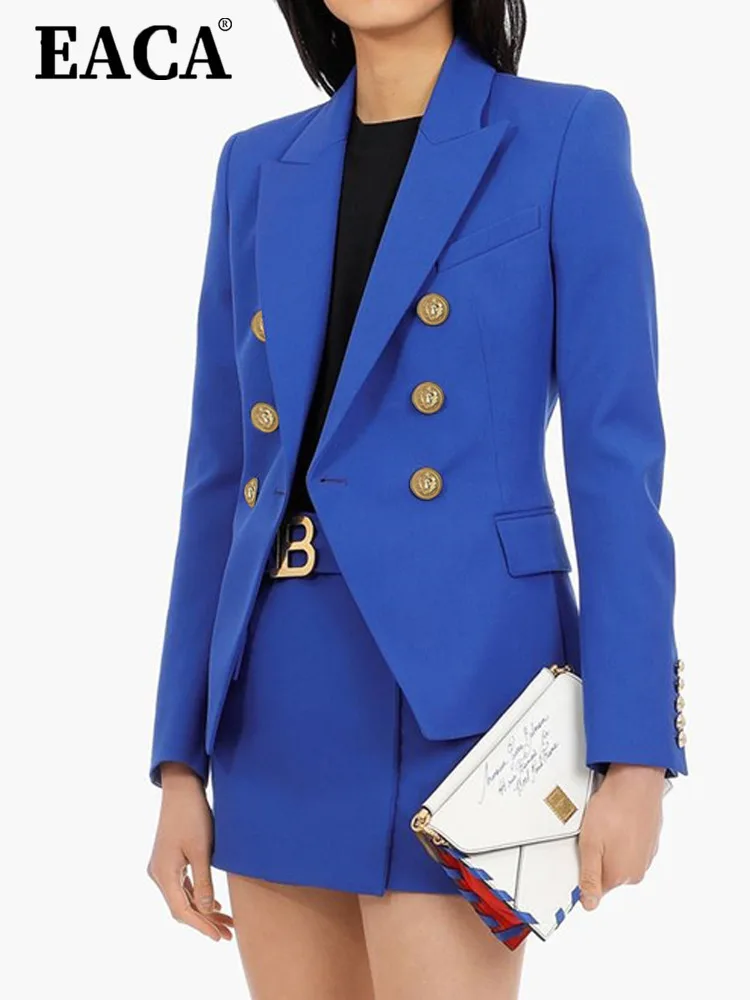 

EACA 2025 New Spring And Autumn Socialite Professional OL Women's Suit Top Half A-line Skirt Solid Color Fashion Temperament