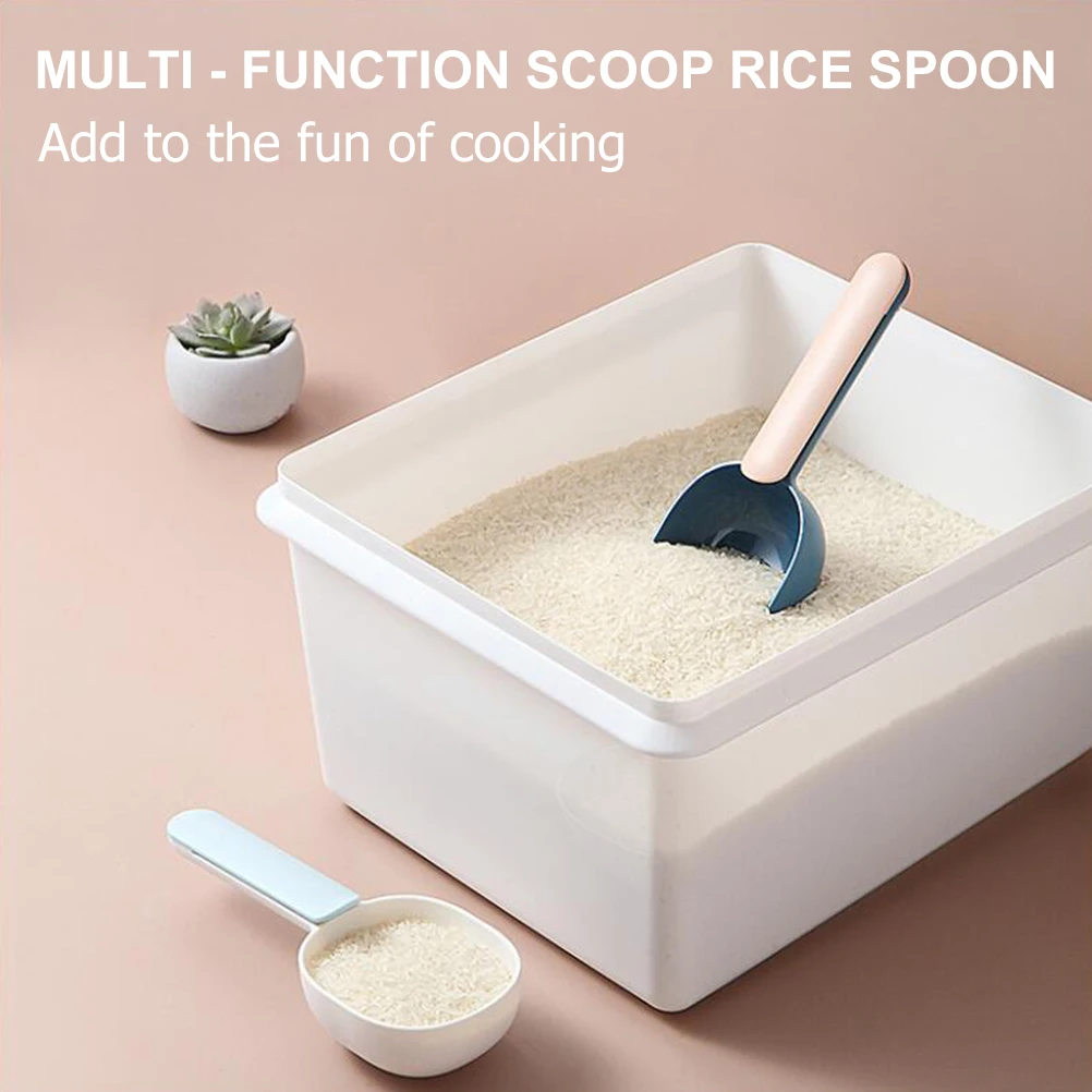 

2Pcs Plastic Measuring Scoop Multi-Purpose Grain Shovel Food Spoon Portable Kitchen Tool for Rice Flour Tea Storage