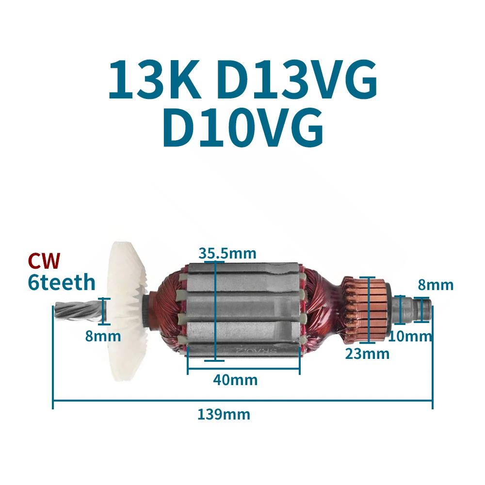 AC220-240V Armature for Hitachi 13K D13VG D10VG Hammer Rotor Anchor Stator Coil Replacement Accessories