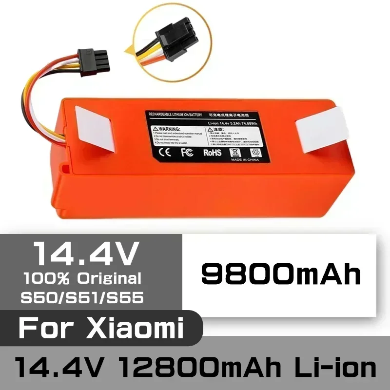 

14.4V Upgrade 12800mAh Robotic rechargeable Battery For Xiaomi Original Roborock S55 S60 S65 S50 S51 S5 MAX S6 Parts