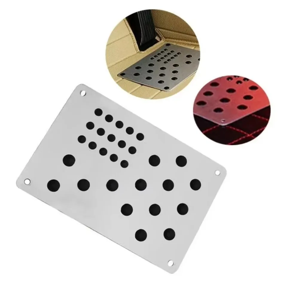 220x150mm Aluminum Alloy Universal Car Floor Mat Carpet Heel Plate Foot Pedal 1pc