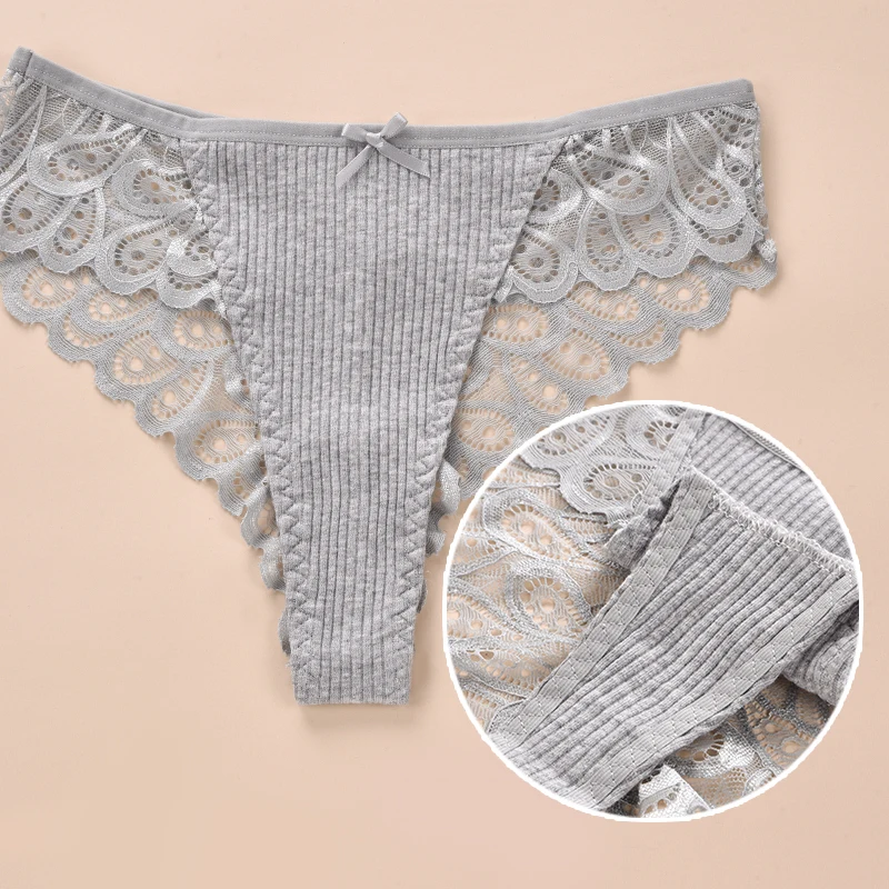 Sexy Lace Lingerie Fashion Bow Women Underwear Hollow Embroidery Breathable Comfortable Panties Solid Color Enticing Girl Briefs
