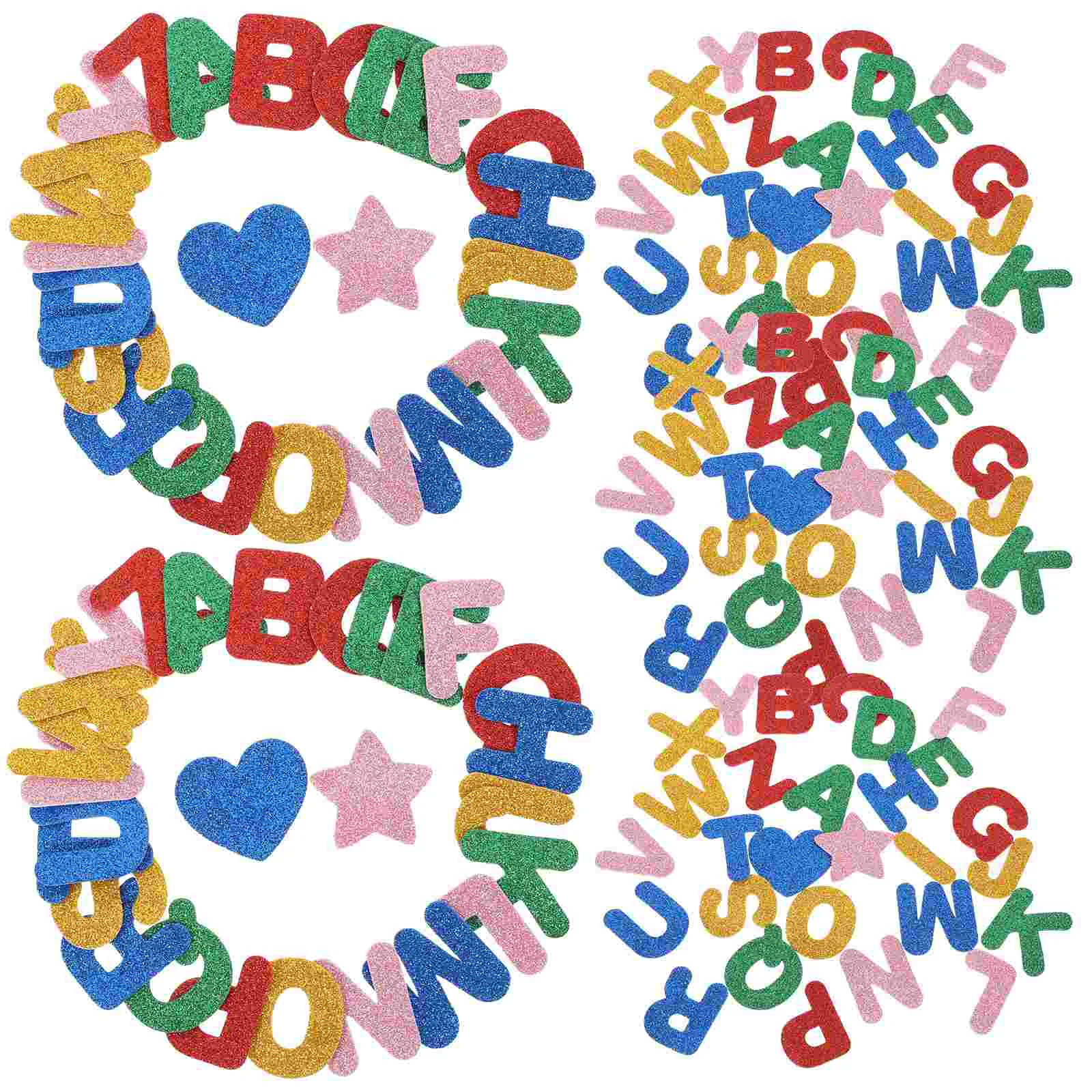 

5 Bags Flash Self Adhesive Alphabet Stickers Child Decoration Journal Eva Patch Letters