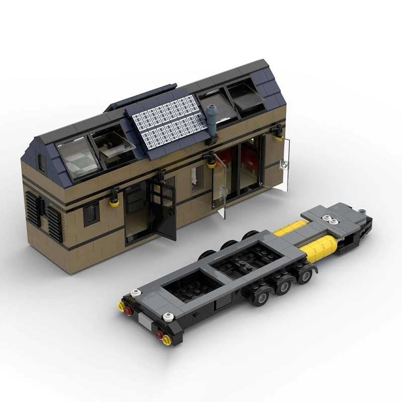 Blocs de construction Moc, petite maison sur roues, 4 modèles de technologie, briques, bricolage, vue sur la rue, modèle d'assemblage, jouets, ensemble cadeaux