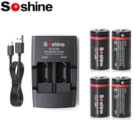 Soshine Original 3.2V 550mAh 16340 Rechargeable Battery LiFePO4 CR123 Li-ion Battery and Smart LiFePO4 Charger 2000 Times Cycle