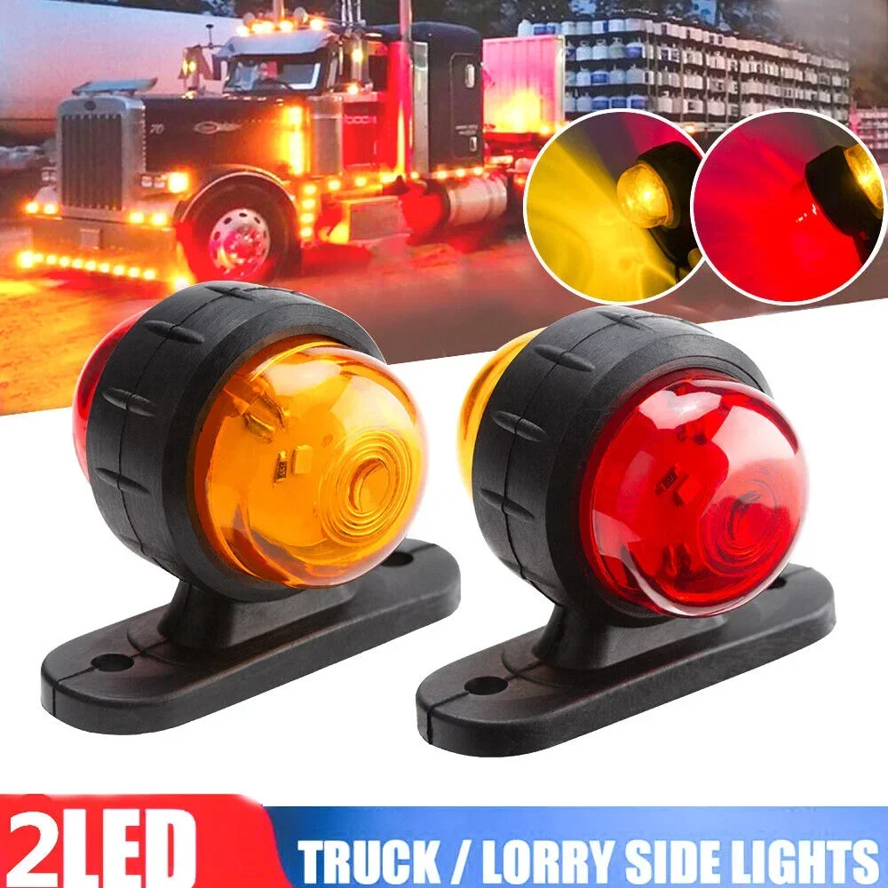 2PCS Truck Lorry Side Lights Outline Marker Tail Lights 12V 24V Trailer Side Marker Indicators Light for Truck Caravan