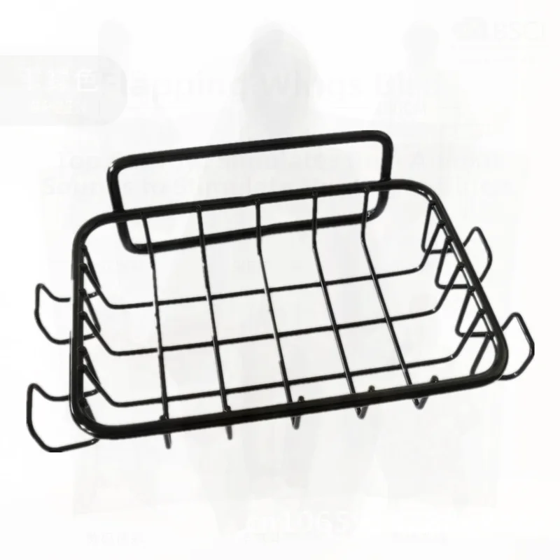Non-Punch Metal Soap Box Wall Hanging Rack Stainless Steel Razor Holder Storage Drain Rack Silver Black Black Mesh without Hook