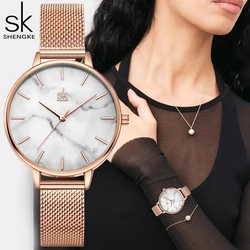 Shengke Luxury Ladies Dress Watch Luminous Waterproof Fashion Woman Wristwatch Stainless Steel Women Quartz Watches reloj+box