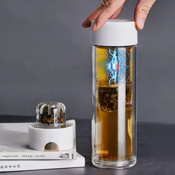 Tea Tumbler With Infuser Double Wall Glass Travel Tea Mug With Magnetic Infuser For Loose Leaf Tea And Fruit Tea Water Bottle