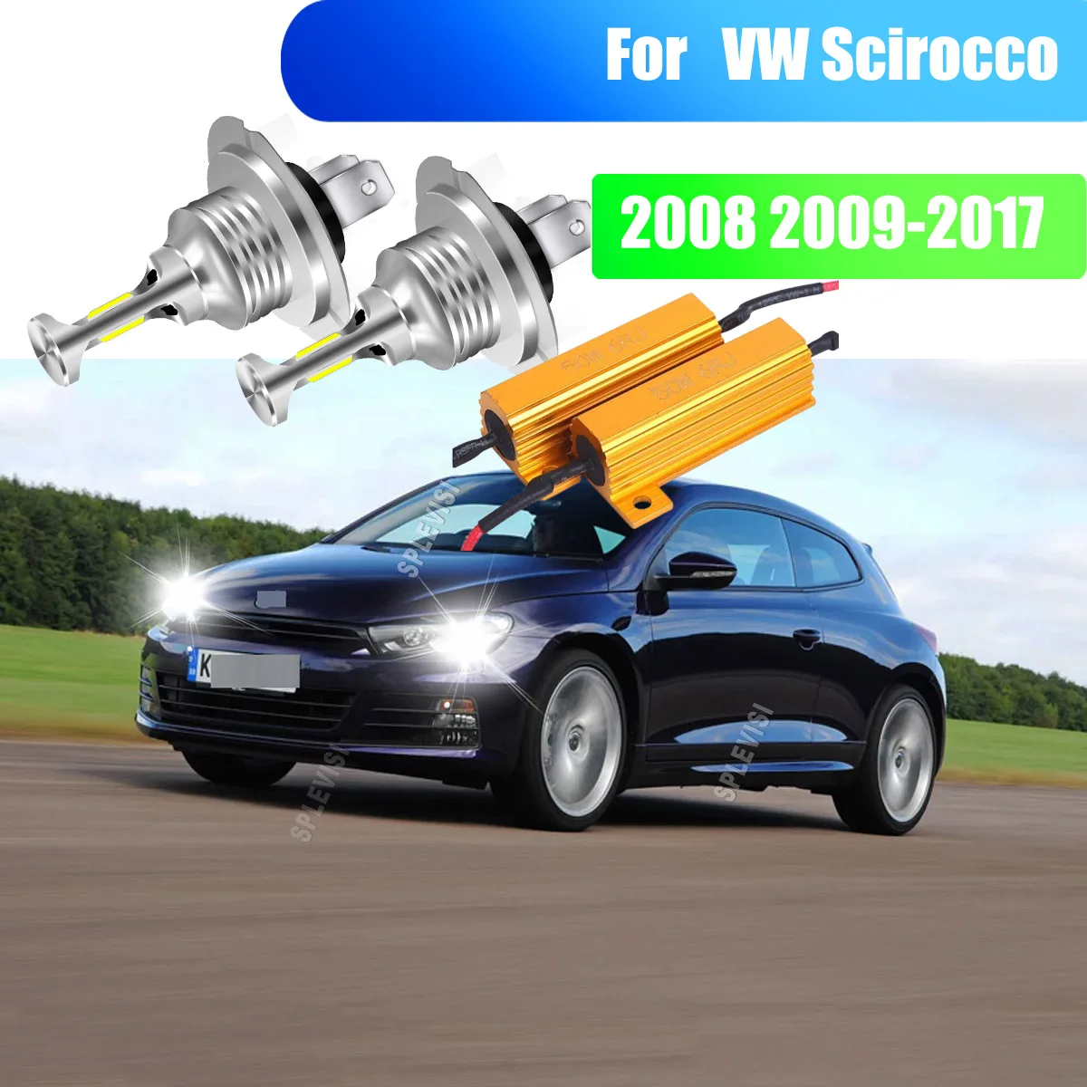 

LED H7 White 6000K Headlight Bulbs w/ h7-Resistor Decoder For VW Scirocco 2008 2009 2010 2011 2012 2013 2014 2015 2016 2017
