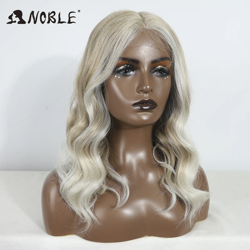 Noble Curly Wigs Lace Front Wigs 20 Inch Wavy Glueless Wig Blonde Brown Wig Cosplay White WigSynthetic Lace Front Wig For Women