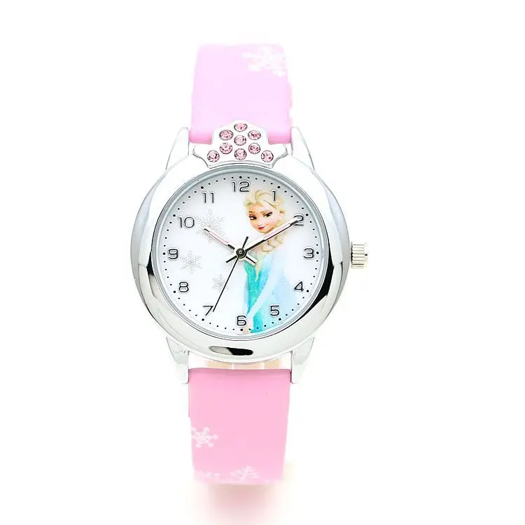 Elsa Watch Girls Elsa Princess Kids Watches Leather Strap Cute Children\'s Cartoon Wristwatches Gifts for Kids Girl Frozen Clock