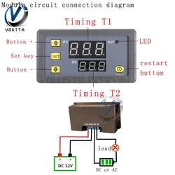 T3230 Cyclic Timing Delay Relay DC 12V 24V AC 110V-220V Timer Control Switch Adjustable Timing Digital Relay Time Delay Switch