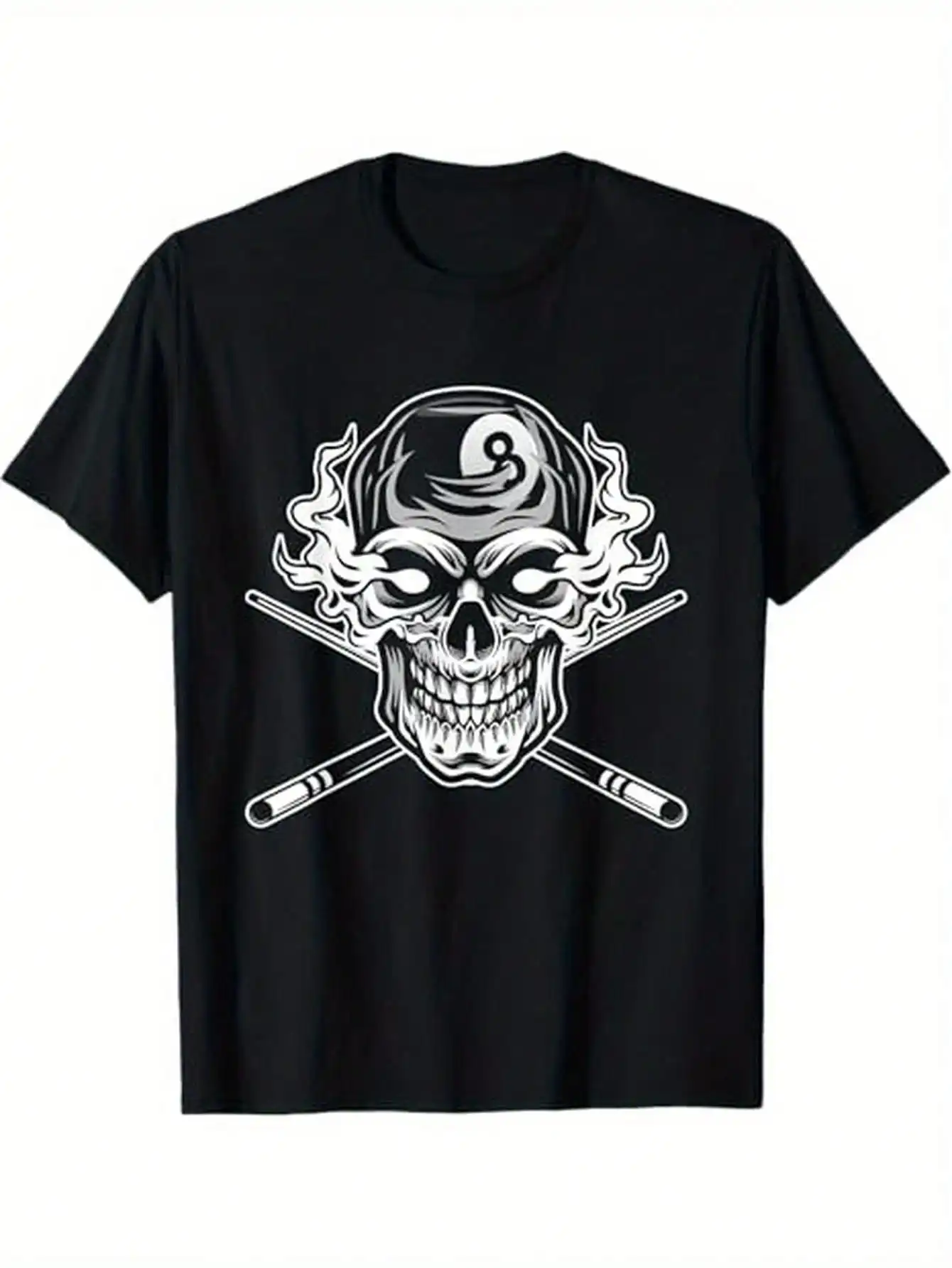 [القطن الجمجمة البلياردو المحملة] 100% القطن الجمجمة البلياردو السنوكر البلياردو 8 الكرة لاعب جديلة تي شيرت رياضي