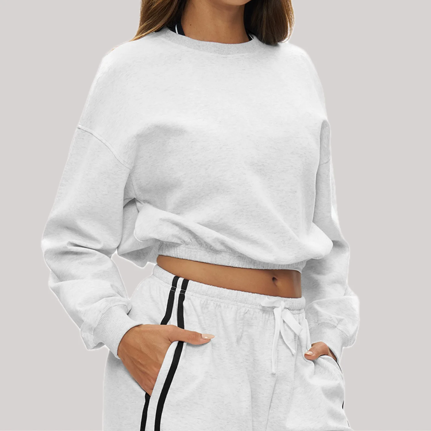 

Women Autumn Casual Hoodie Long Sleeved Loose Round neck Fashionable Hoodie Women Outdoor Versatile Windproof Sports Running Top