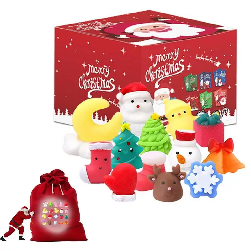 Cute Animals Advent Calendar com Squeeze Toys, Slow Rising Toys, contagem regressiva sensorial, animais fofos, 24pcs