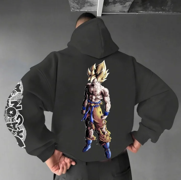 

Dragon Ball Men's Street Hoodie Spring and Autumn Super Saiyan Wukong Character Printed Pattern Clothing Daily Casual Anime Fans