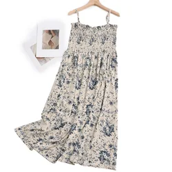 Plus Size Women Dresses Oversized Curve Clothes Floral Spaghetti Strap Strapless One-Piece Summer 2023