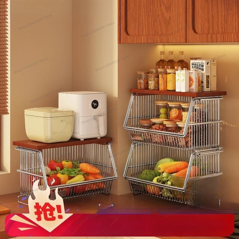 For Kitchen Fruit and Vegetable Storage Rack Multi-layer Countertop Multi-functional Seasoning Rack