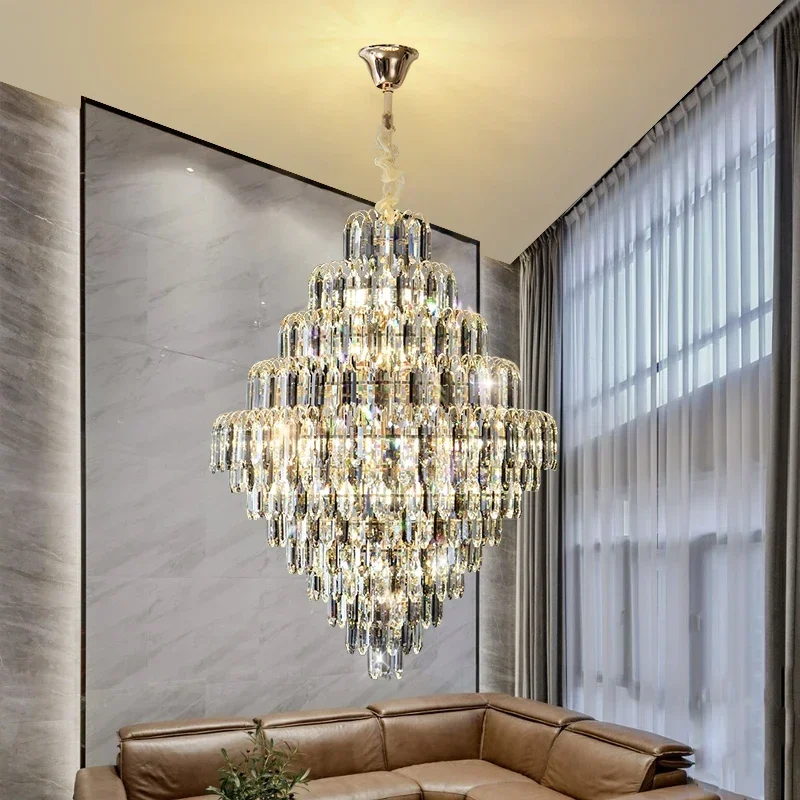 Crystal Chandelier Luxury Villa  Designer Light for Main Hall Hotel Restaurant Sales Office Customizable Pendant Lighting