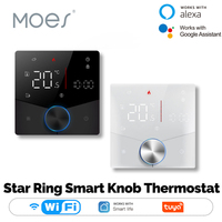 MOES Tuya Smart Knob Thermostat,WiFi Gas Boiler Electric Heating Temperature Controller,LCD Display Touch Screen,Alexa,Google