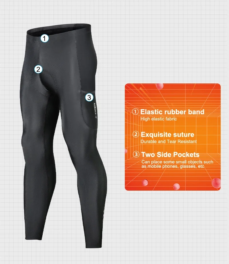 X-TIGER Herren Thermo-Radhose Winter Mountainbike-Hose Fahrrad-Tights mit Beinreißverschlüssen 5D Gel-Polster Thermo-Radhose – Detail 3
