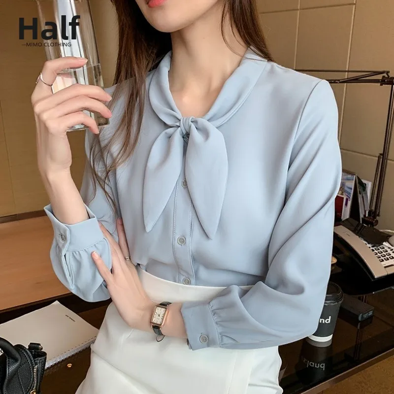 

Женская шифоновая блузка Ele Long Sve, весна-осень 2026, новый дизайн, нежный стиль, универсальная, легкая, элегантная.