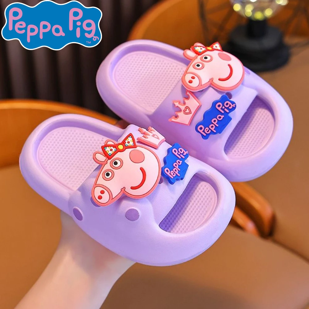 Kawaii Peppa Pig Children's Sandals Summer Cartoon Cute Soft Sole Breathable Non Slip Indoor outdoors Boy Girls Slippers Gifts