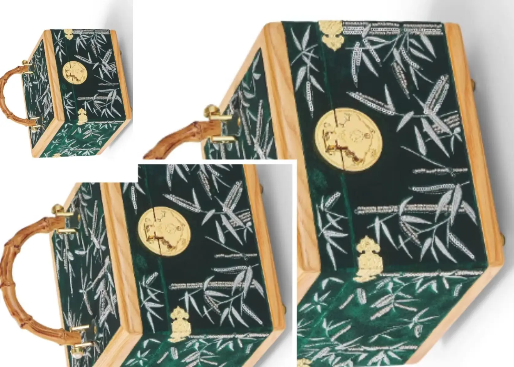 2026 Factory Direct Sales Silk Embroidery Solid Wood Jewelry Storage High end Jewelry Box