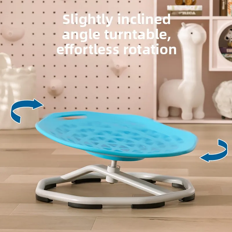 Children's Handrail Octagonal Vestibular Balance Swivel Sensory Chair  Anti-Slip Base & Durable Plastic. Manual Use Outdoor Toys