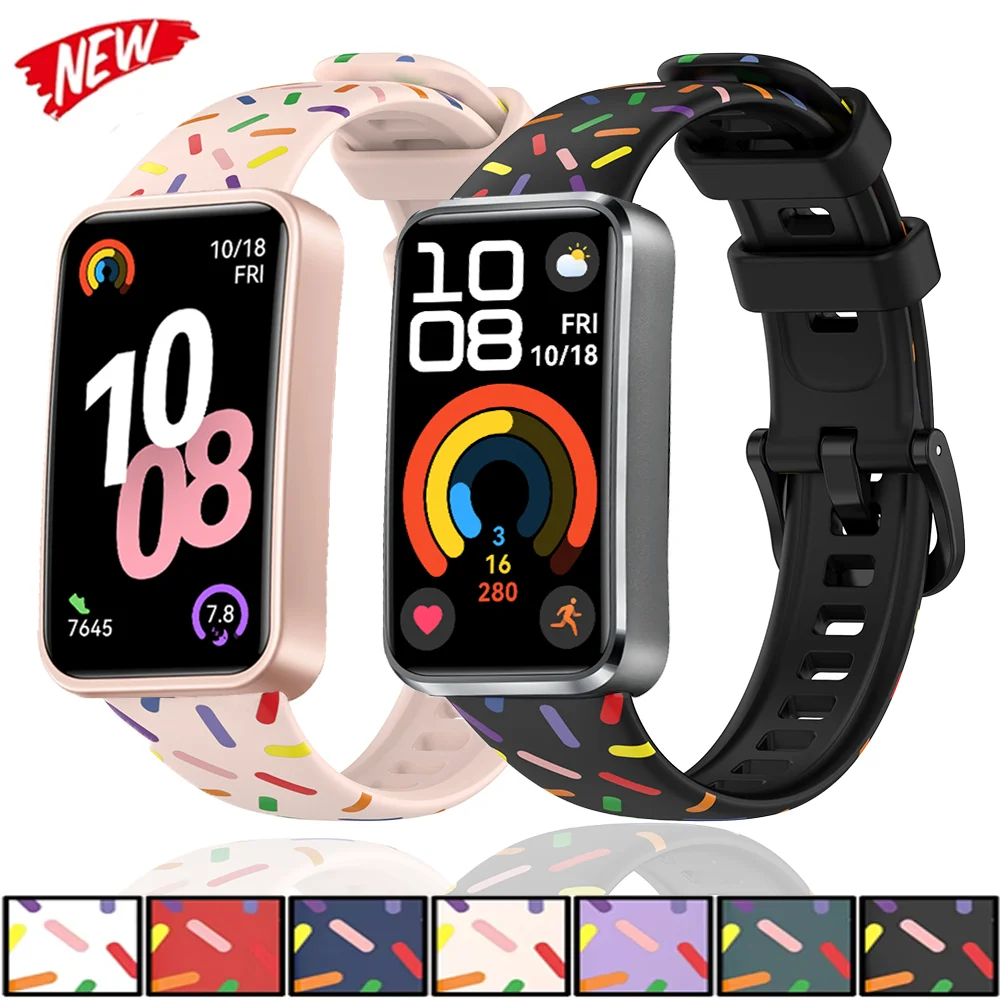 حزام سيليكون مطبوع رياضي لهواوي باند 10 9 8 سوار معصم ناعم قابل للتنفس لهواوي باند 10 9 كوريا قابل للاستبدال