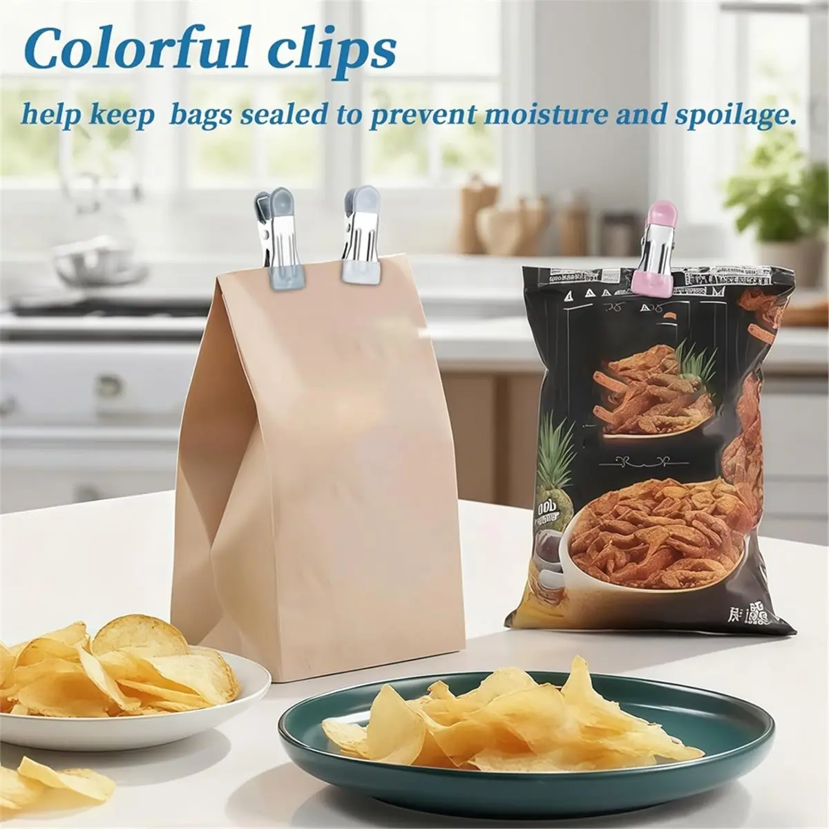 Clothes Pins, 30 Pack Chip Clips, 2.17 Inch Clothes Pins Heavy Duty, Bag Clips,for Food,Food Clips(6 Colors)