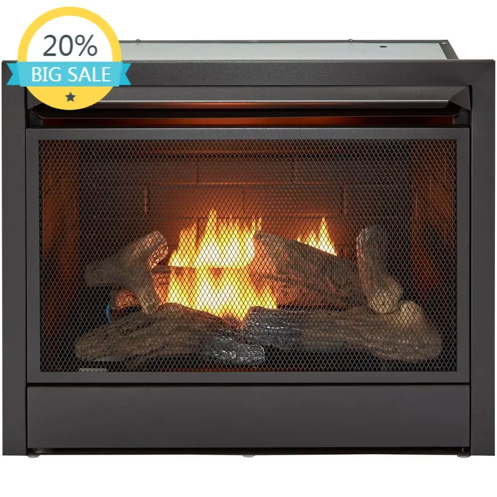 

Двухтопливный газовый каминный вкладыш мощностью 26 000 BTU для помещений площадью 1 350 кв. футов с пультом дистанционного управления, черный