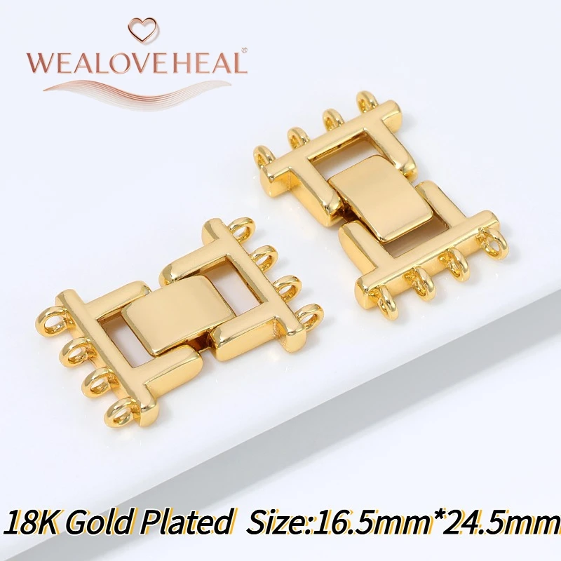 armband verschluss, 18K vergoldeter Messing-Mehrstrang-Kastenverschluss für Perlenketten und Armbänder, 2, 4, 8-reihiger Verbinder, DIY Schmuckherstellungszubehör, Verschluss – Detail 23