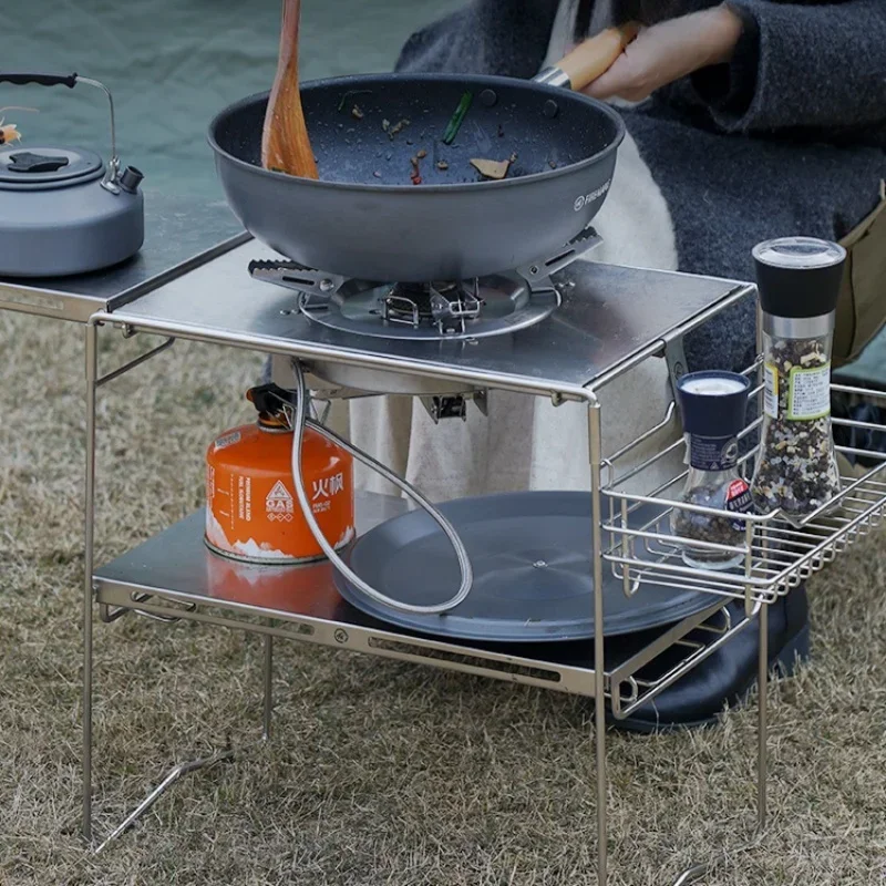 

Camping Stove Table IGT System Stainless Steel Picnic Folding Storage Shelf Outdoor Folding Table Outdoor Camping IGT Table