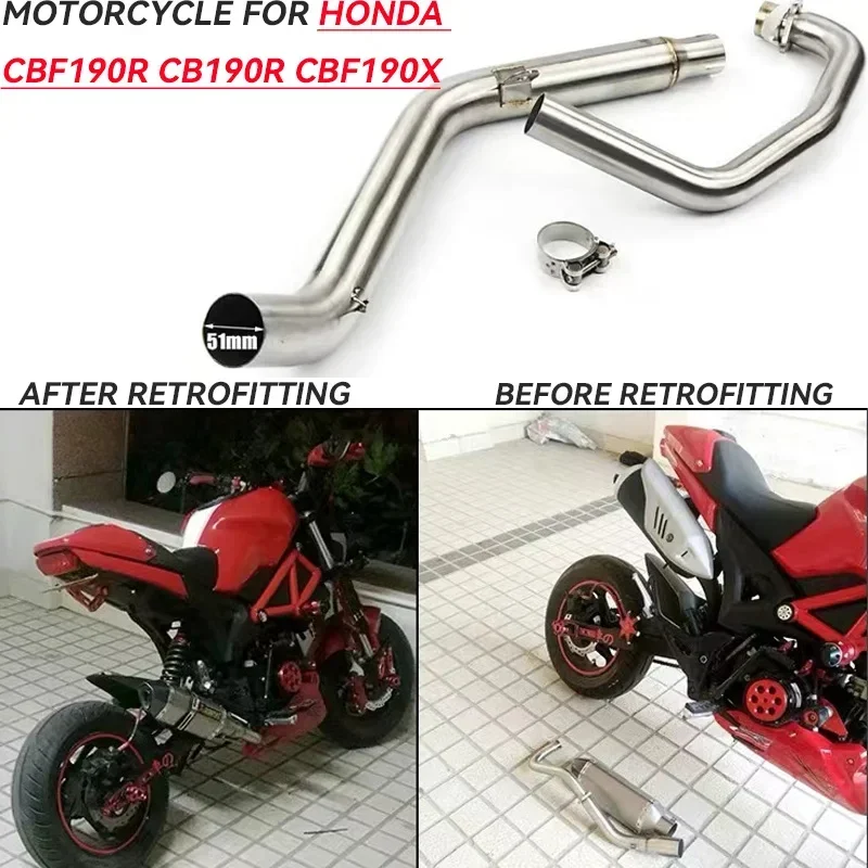 

Motorcycle For Honda CBF190R CB190R CBF190X Exhaust Pipe Middle Link Mid Pipe Tube Muffler System FOR HONDA CBF190