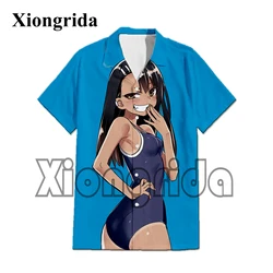 Nagatoro Hayase Shirts Mens 3D Hentai Sexy Anime Short Sleeve Shirts Japan Anime Printing T shirts Hawaii Beach Shirts Homme