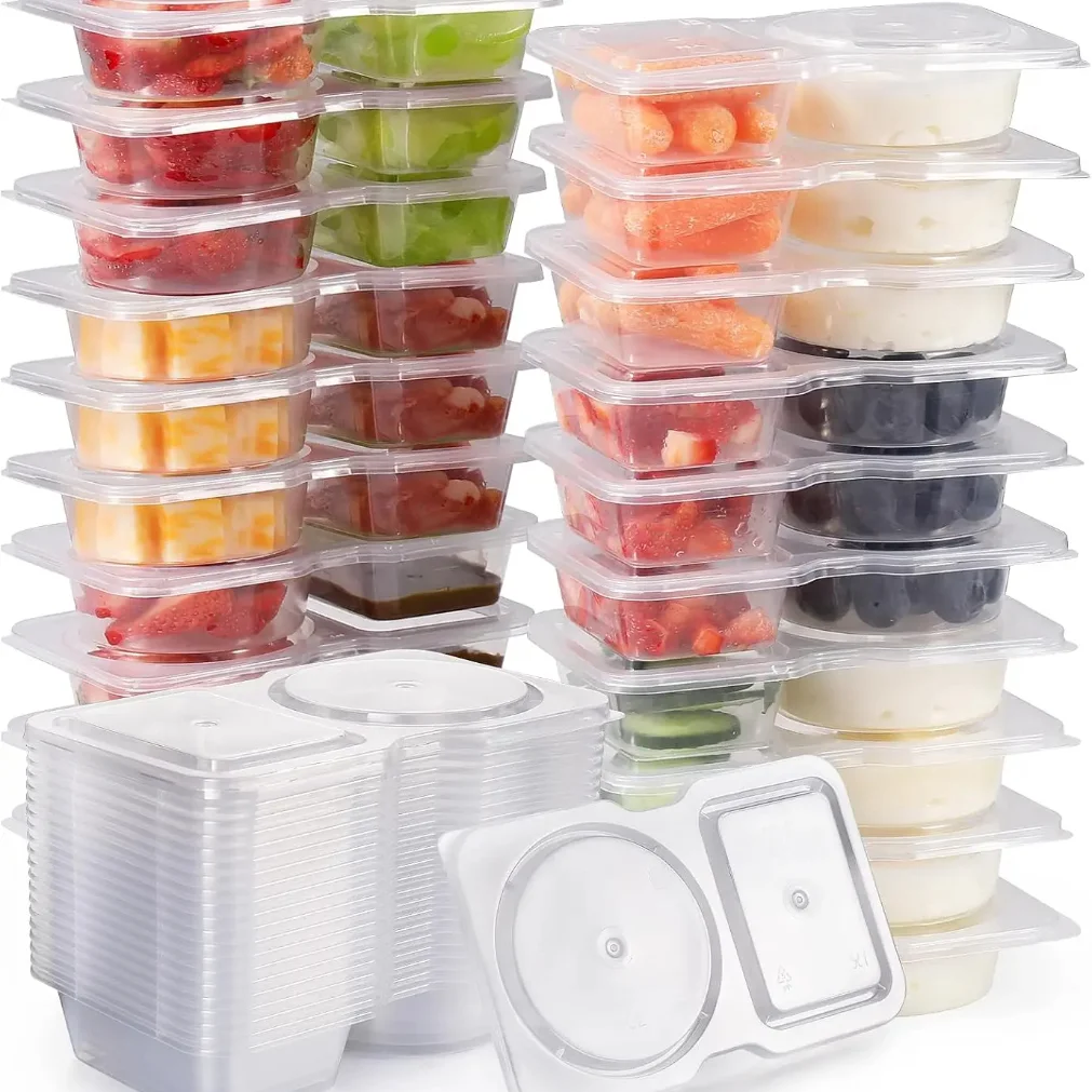 

Reusable Snack Containers with Lids 20Pcs Double Compartment Snackle Box Portion Control Snack Pack for On-the-Go Meals Camping