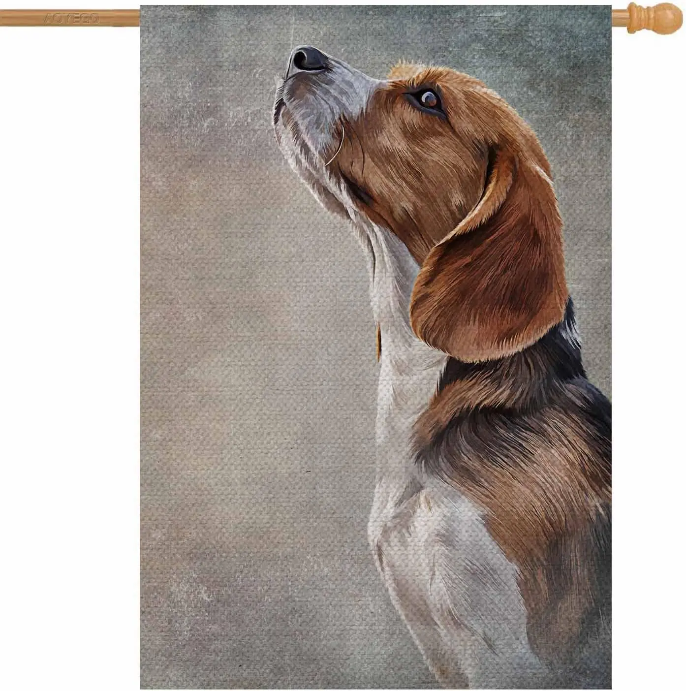AOYEGO Dog Beagle House Flag 28 x 40 Inch Large Vertical Double Sided Portrait Oil Painting on Old Vintage Color Grunge Paper Se