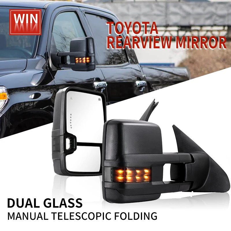 

Towing Mirrors For Toyota Tundra 2007-2021 Truck Towing Mirror Power Glass Adjusted Heated Arrow Turn Signal Light Running Light