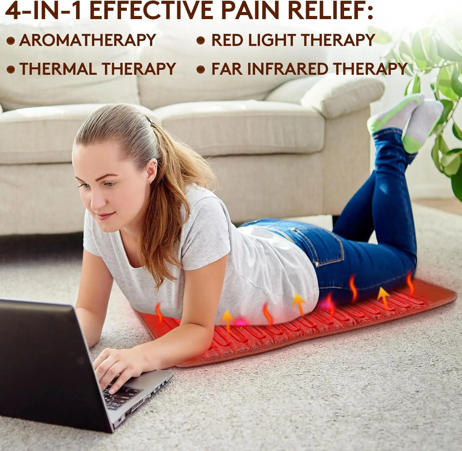 Utk Far Infrared Heating Pad For Back Pain Relief, Full Size Back Heating Pad With Heat Therapy, Weighted Heating Pad With Fast