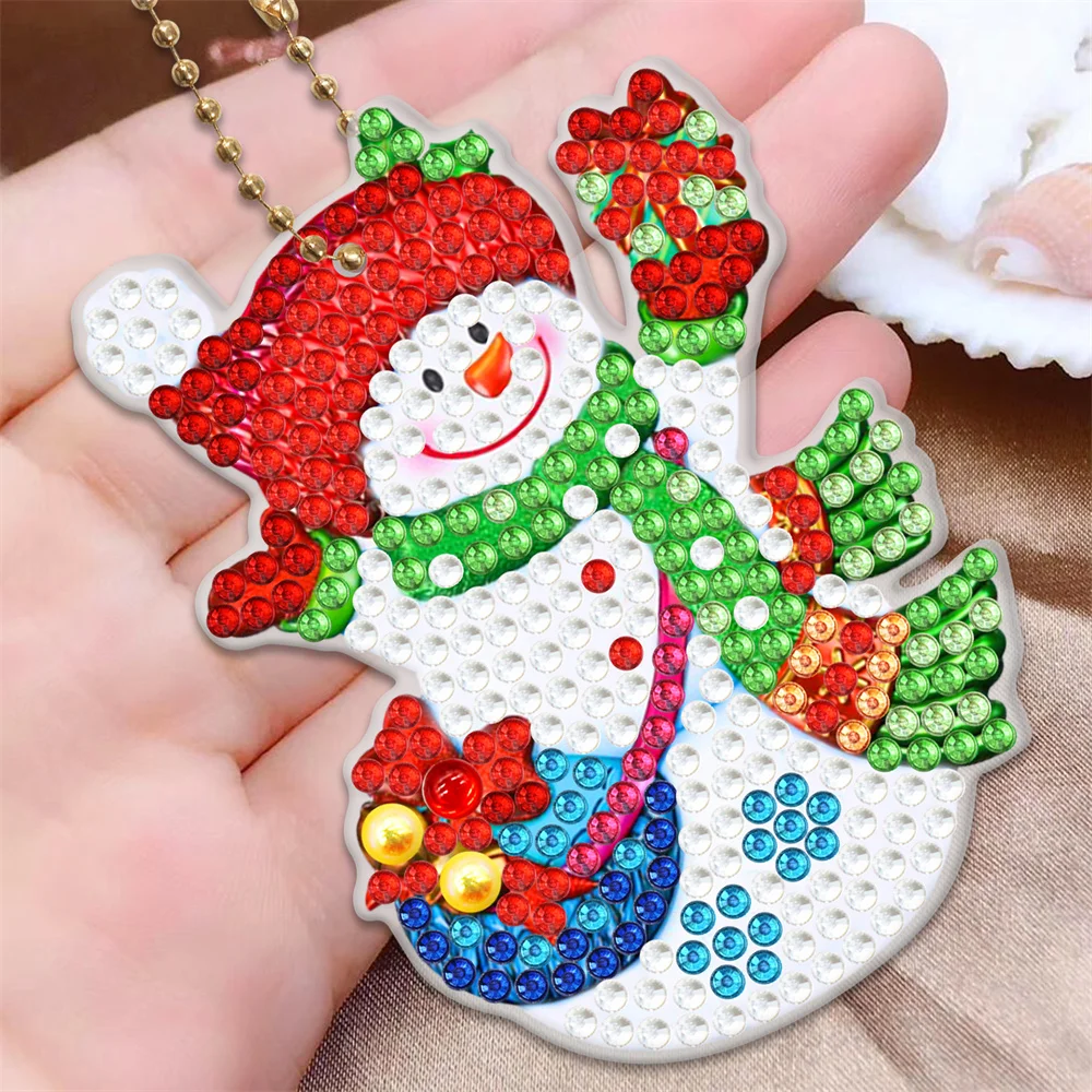 New DIY Keychain Diamond Painting Pendant Diamond Mosaic Embroidery Kit Cute Cat Backpack Ornament Eiffel Tower KeyringGift