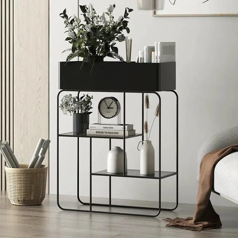 

Balcony flower stand movable natural plant stand wrought iron succulent integrated wall pink black shelf bookshelf storage rack
