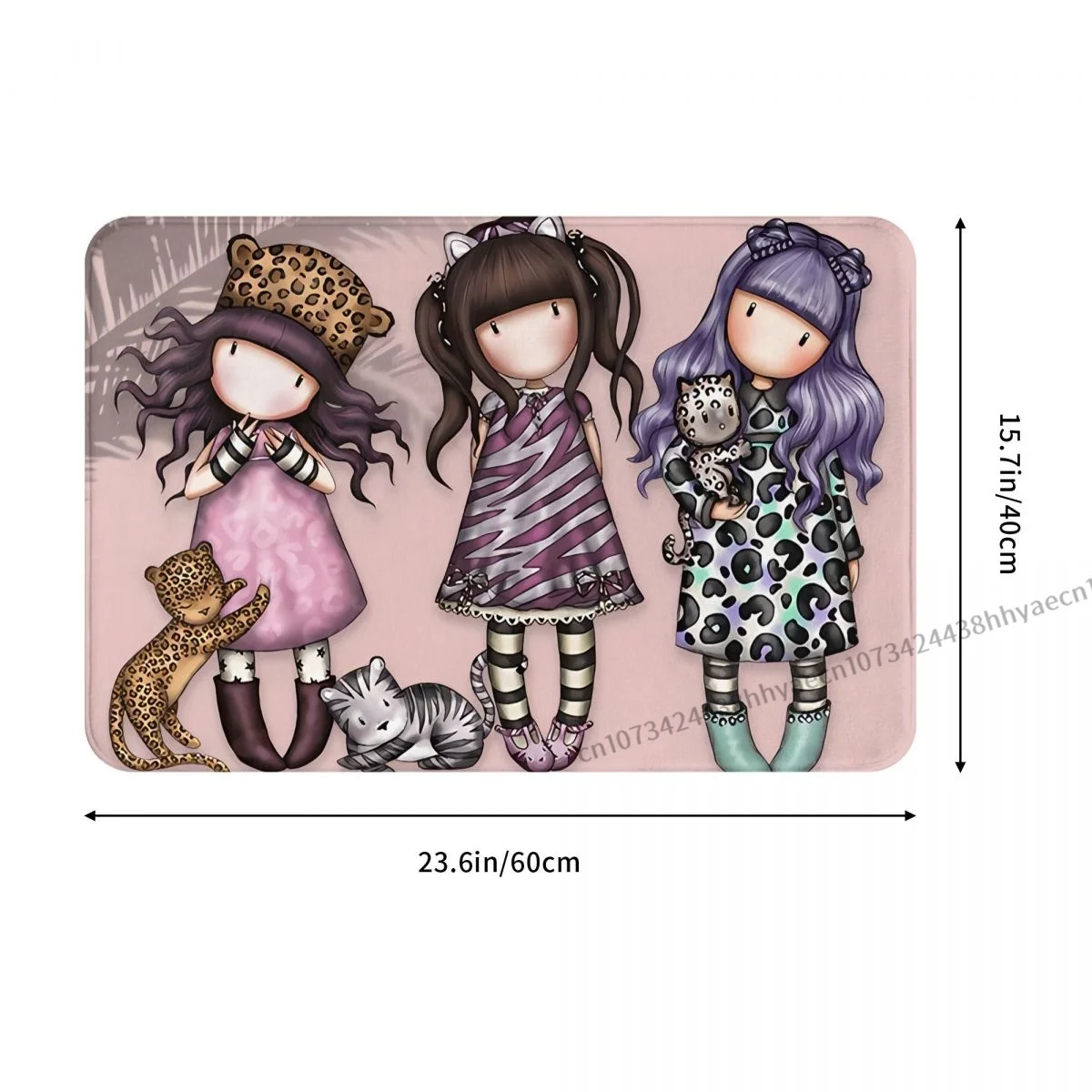 Santoro Gorjuss Manga Cute Girl Bath Non-Slip Carpet Cute Girl Bedroom Mat Entrance Door Doormat Floor Decor Rug