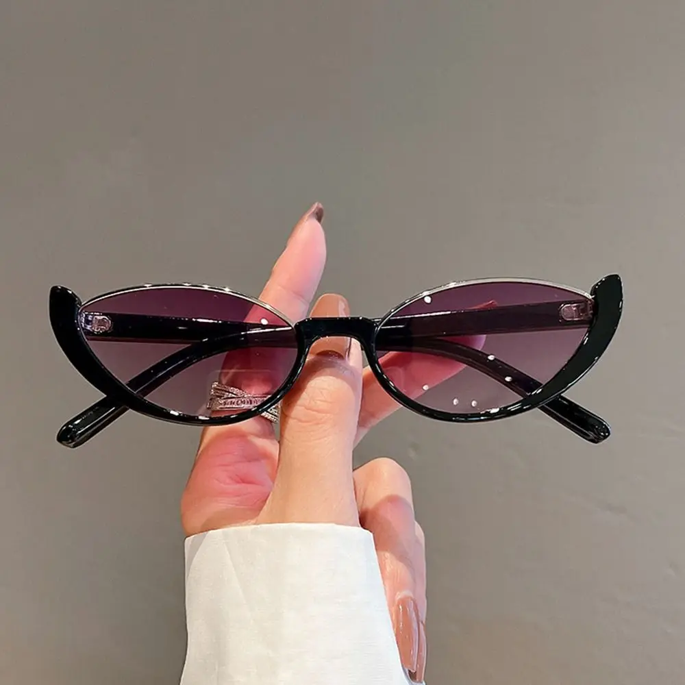 

Винтажные маленькие солнцезащитные очки «кошачий глаз» для женщин, модные солнцезащитные очки в полуоправе, модные солнцезащитные очки