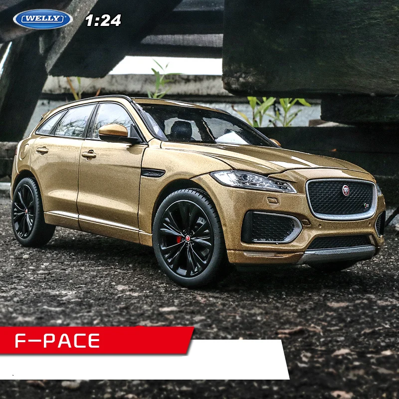 

welly 1:24 Jaguar F-PACE Golden car alloy car model simulation car decoration collection gift toy Die casting model boy toy