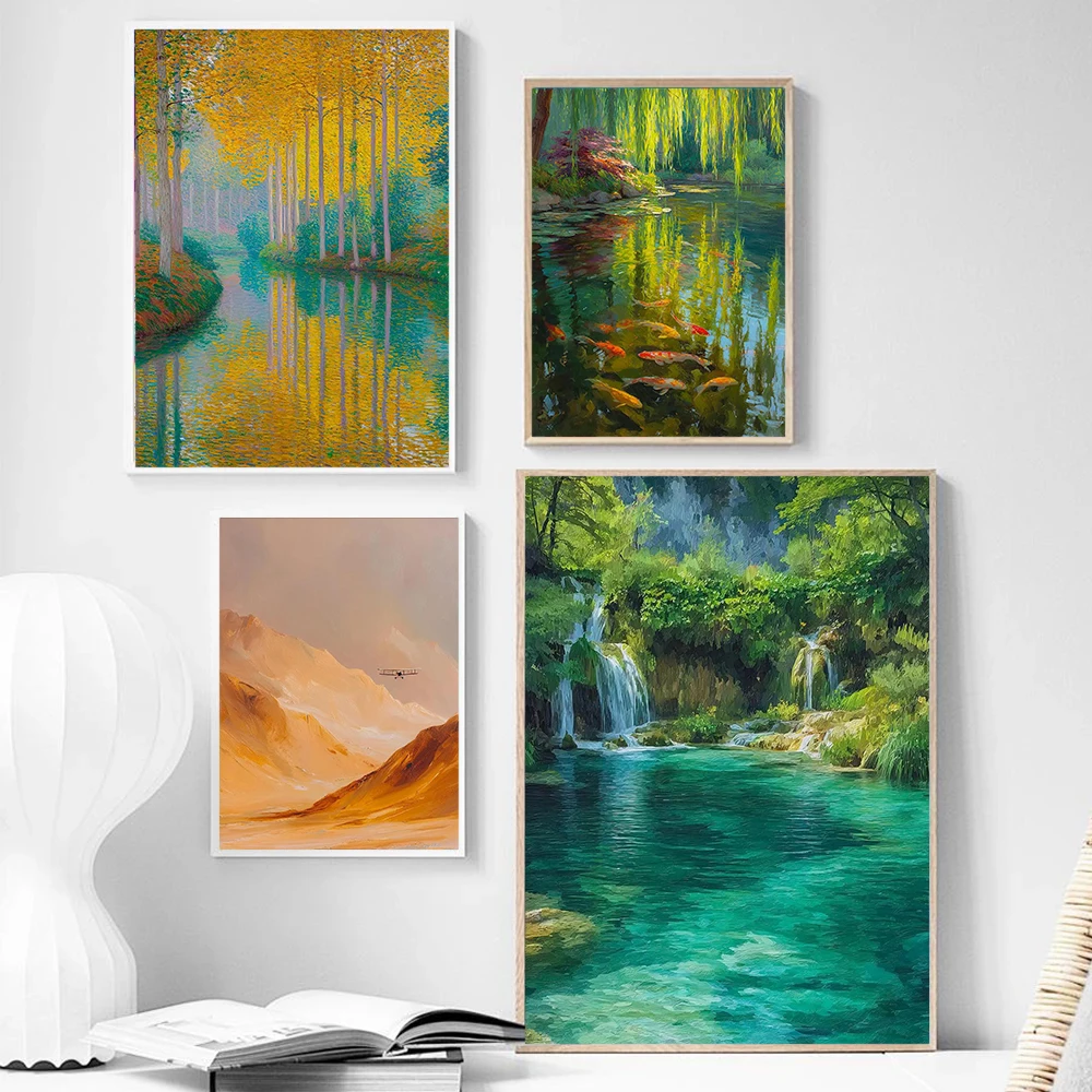 Classic Zen Bamboo Grove Swamp Mountains And Rivers Ocean Jungle Natural Art Landscape Poster Canvas Print Home Room Wall Decor