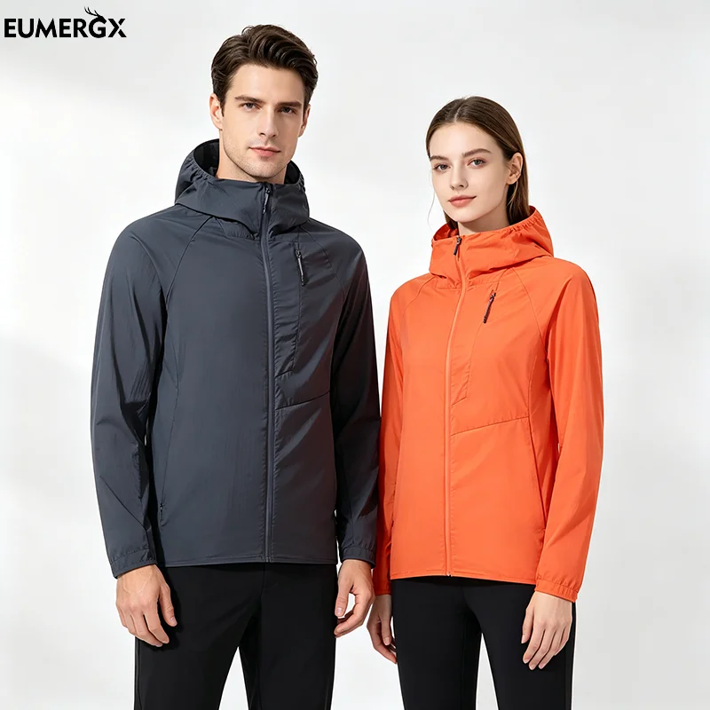 EUMERGX Men's Women's Sun Protection Jacket Summer Ultra-Lightweight Waterproof Windbreaker Hiking Mountaineering Raincoat